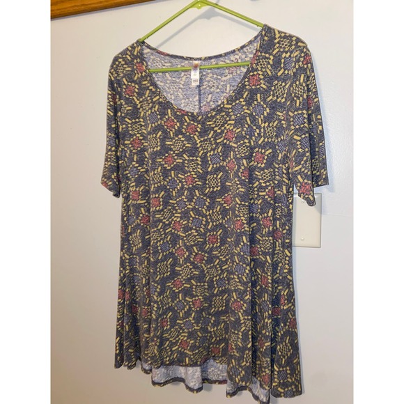 Lularoe PerfectT Gray Geometric pattern Size Large EUC - Picture 2 of 7